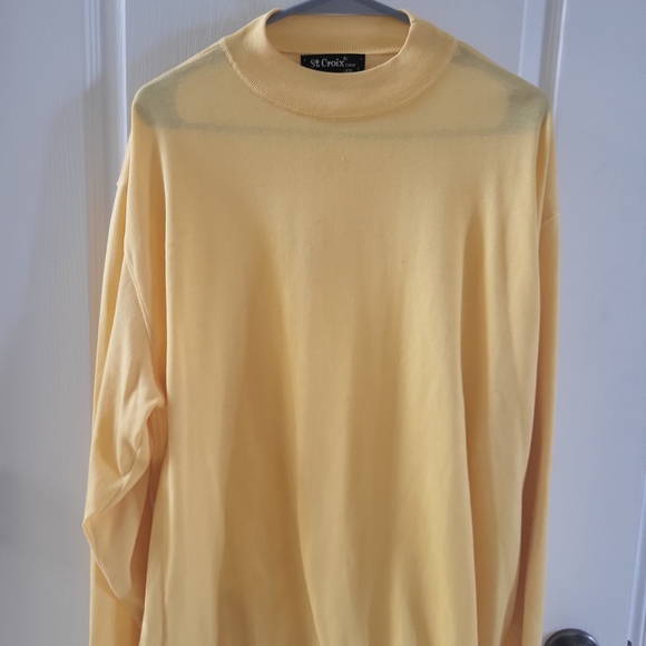 St. Croix Men's Crewneck Sweater in Soft Yellow - Picture 2 of 7